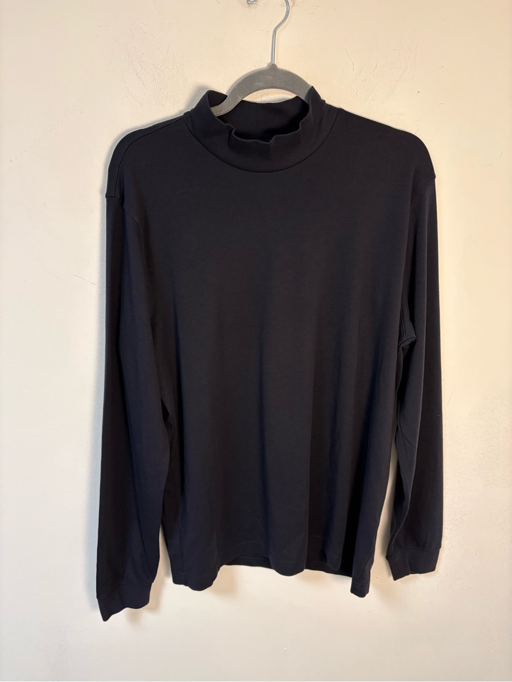 Men's Navy Mock Neck Long-Sleeve Pullover Shirt Large